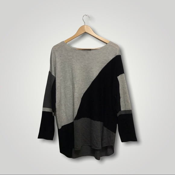 INC International Concepts Plus Colorblocked Shirttail Sweater - Picture 3 of 7